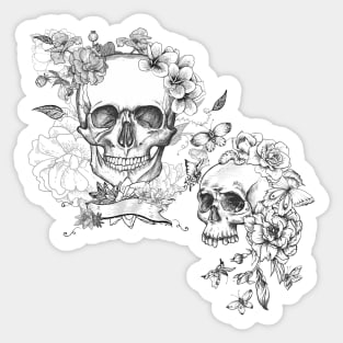 skulls and flowers Sticker